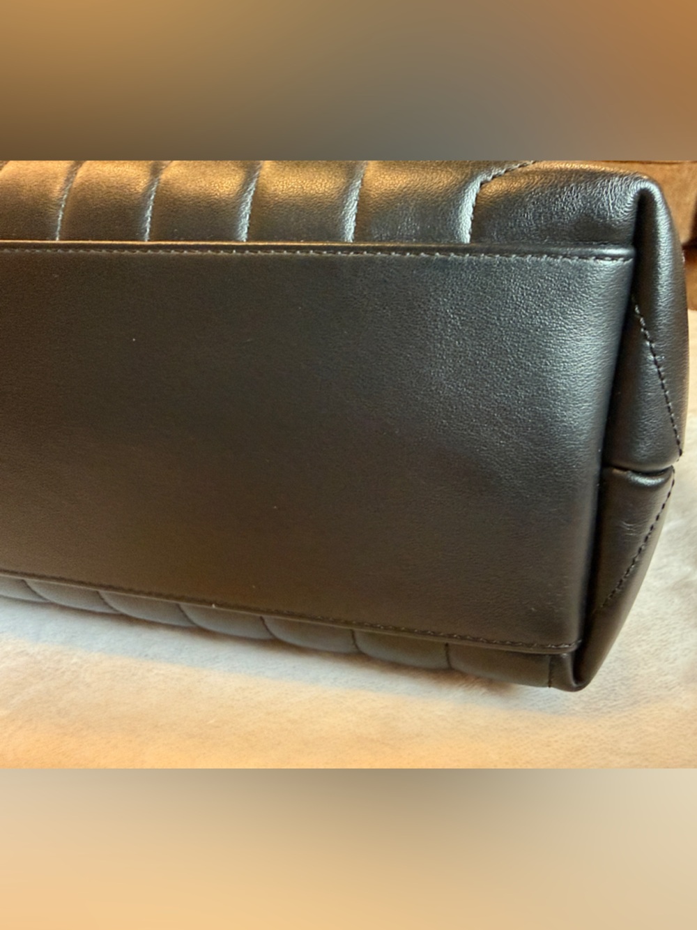 Saint Laurent Black Chevron Quilted Leather Envelope Crossbody with Silver YSL - Picture 9 of 14